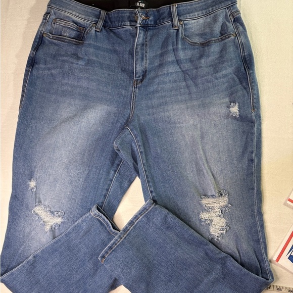 LuLaRoe Blue Straight Leg Jeans with Distressed Design Size 40 - Picture 1 of 5